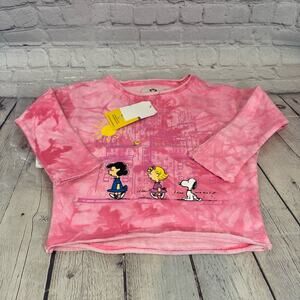 Appaman Peanuts Collaboration Pink Tie-Dye Cropped Sweatshirt
